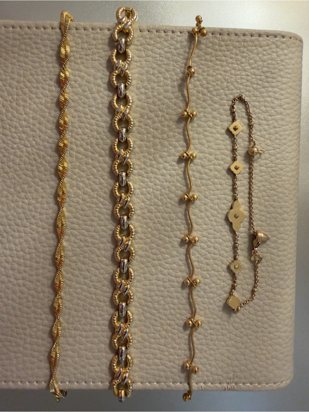 Bundle of 3 Gold-Tone Women's Chain Bracelet Collection - Elegant Links & Beads